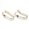 Brass Enamel Huggie Hoop Earrings EJEW-N011-33-NF-5