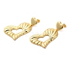 Heart & Bowknot Brass Dangle Stud Earrings EJEW-G382-12G-1