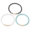 3Pcs 3 Colors Glass Seed Beaded Stretch Bracelet Sets for Women BJEW-JB11373-01-4