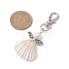 Angel Alloy & Wire Wrapped Natural Shell Pendant Decorations HJEW-JM02017-04-3