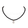 4mm Natural Lava Rock Round Beaded Necklaces NJEW-JN05007-1