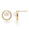 Natural Pearl Ring Stud Earrings PEAR-N017-06F-2