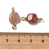 Natural Strawberry Quartz Connector Charms FIND-C046-11A-G-3