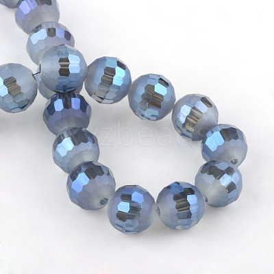Faceted(96 Facets) Round Electroplate Glass Bead Strands EGLA-S130-10mm-02-1