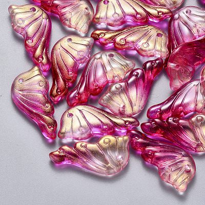 Transparent Spray Painted Glass Pendants GLAA-S190-010A-03-1