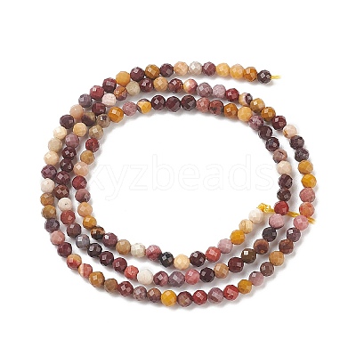 Natural Mookaite Faceted Round Beads Strands G-A129-3mm-19-1-1