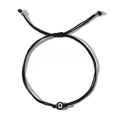 Acrylic Letter D Adjustable Braided Cord Bracelets for Men GX4208-4-1