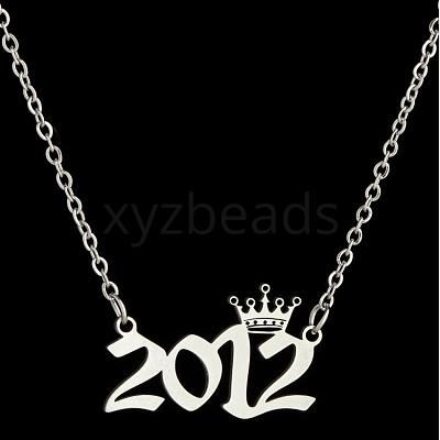 Crown Birth Year 201 Stainless Steel Pendant Necklaces for Women FS-WG4E8F2-73-1