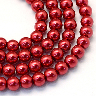 Baking Paint Pearlized Glass Pearl Round Bead Strands X-HY-Q330-8mm-51-1