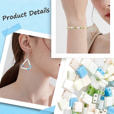 320Pcs 8 Colors 2-Hole Opaque Glass Seed Beads SEED-SC0001-15B-1