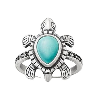 Retro Alloy and Synthetic Turquoise Finger Rings FS-WG1C352-02-1