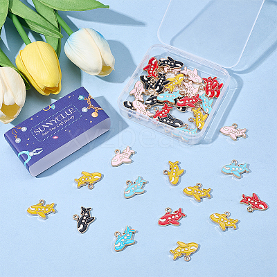 40Pcs 5 Colors Alloy Enamel Pendants ENAM-SC0008-19-1