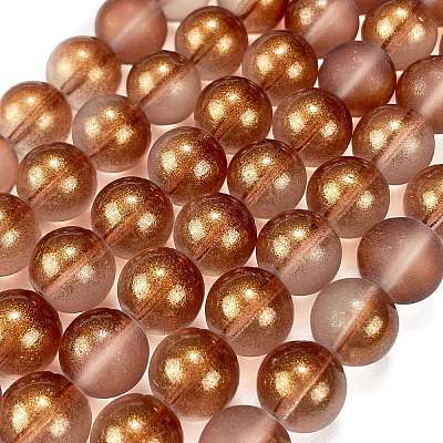 Frosted Transparent Glass Bead Strands GLAA-P065-10mm-13-1