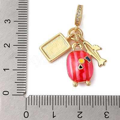 Rack Plating Brass Micro Pave Clear Cubic Zirconia European Dangle Charms KK-P279-32G-1