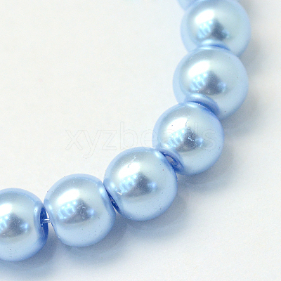 Baking Paint Pearlized Glass Pearl Round Bead Strands X-HY-Q003-10mm-24-1