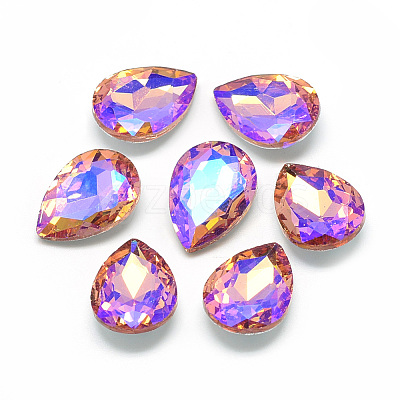Pointed Back Glass Rhinestone Cabochons RGLA-T017-18x25mm-04-1