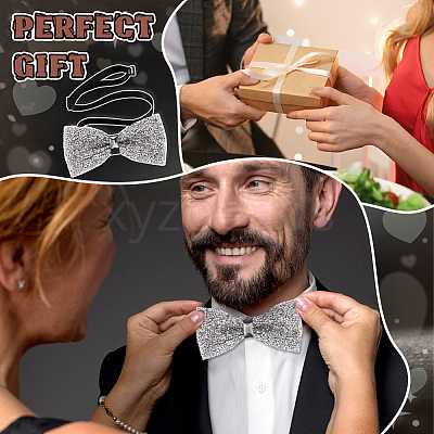 Adjustable Resin Rhinestone Polyester Bow Ties for Men AJEW-WH0472-01C-1