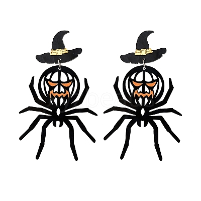Alloy Acrylic Spider Dangle Stud Earrings EJEW-Z142-04P-1