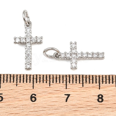 Brass Micro Pave Clear Cubic Zirconia Pendants CU-CBA3D67-04P-1