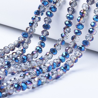 Electroplate Transparent Glass Beads Strands X-EGLA-A034-T4mm-Z01-1