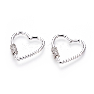 Brass Micro Pave Cubic Zirconia Screw Carabiner Lock Charms ZIRC-I031-11P-01-1