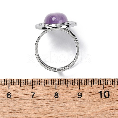 Oval Natural Amethyst Finger Rings RJEW-M063-01P-16-1