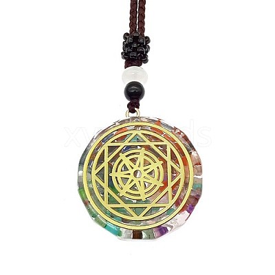Orgonite Chakra Natural & Synthetic Mixed Stone Pendant Necklaces PZ4674-20-1