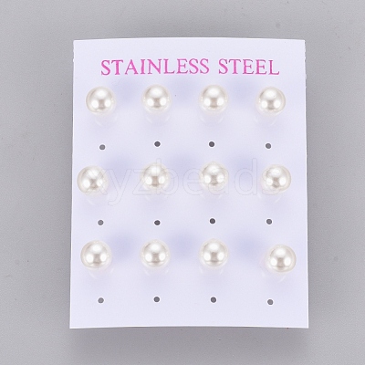 Plastic Imitation Pearl Stud Earrings STAS-D0001-03-G-1