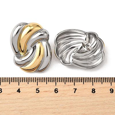 knot 304 Stainless Steel Two Tone Stud Earrings EJEW-D308-10A-PG-1