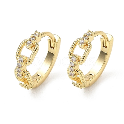 Brass Micro Pave Cubic Zirconia Hoop Earrings KK-CBA30C7-06G-1