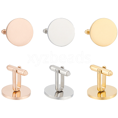 3 Pairs 3 Colors 201 Stainless Steel Cufflinks for Men STAS-UN0051-90-1