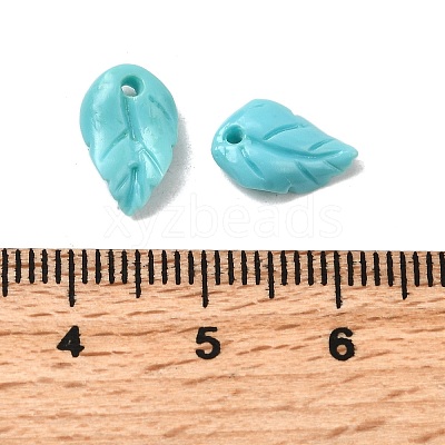 Synthetic Coral Dyed Leaf Charms CORA-Q034-01-04-1