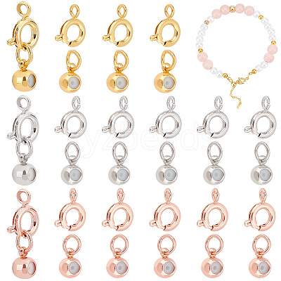 30 Sets 3 Colors Brass Spring Ring Clasps and Silicone Beads KK-PH0004-79-1