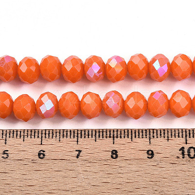 Electroplate Opaque Solid Color Glass Beads Strands EGLA-A034-P8mm-L29-1