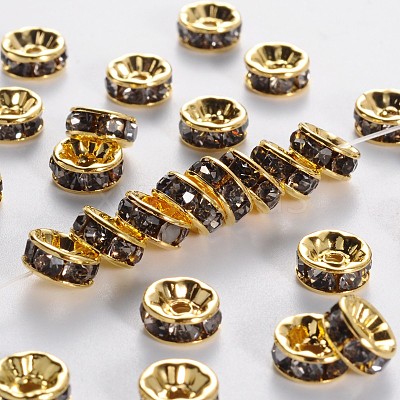 Brass Grade A Rhinestone Spacer Beads RSB038NF-03G-1