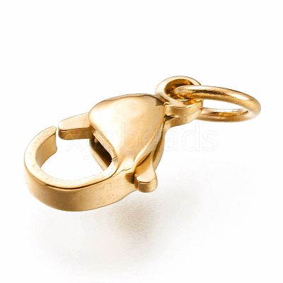 Ion Plating(IP) 304 Stainless Steel Lobster Claw Clasps X-STAS-G240-01E-G-1