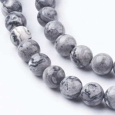 Natural Map Stone/Picasso Stone/Picasso Jasper Beads Strands X-G-G047-6mm-1
