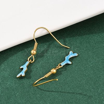 Ocean Series 304 Stainless Steel Enamel Dangle Earrings EJEW-K017-01G-G-1