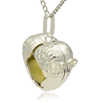 Silver Color Plated Brass Hollow Heart Cage Pendants KK-J241-01S-1