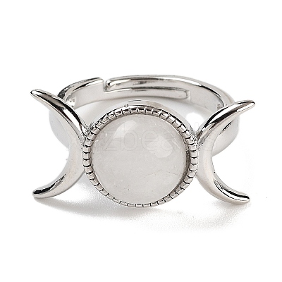 Natural Quartz Crystal Adjustable Rings RJEW-K271-01P-09-1