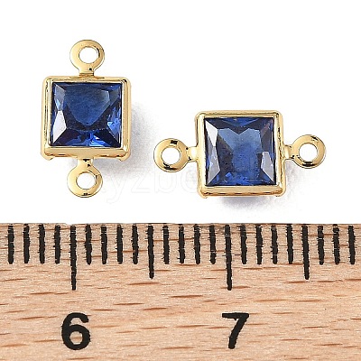 SHEGRACE Brass Pave Cubic Zirconia Square Connector Charms XGRQ2O860-440C-G-1