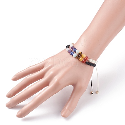 Chakra Nylon Cord Braided Bead Bracelets Set BJEW-JB07251-1