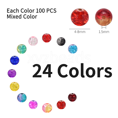 Spray Painted Crackle Glass Beads CCG-YW0001-02-6mm-1