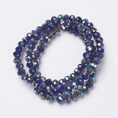 Electroplate Transparent Glass Beads Strands EGLA-A034-T6mm-Q08-1