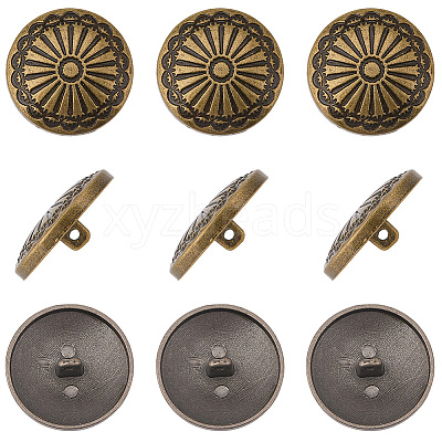 20Pcs 1-Hole Alloy Shank Buttons BUTT-GF0004-10AB-1