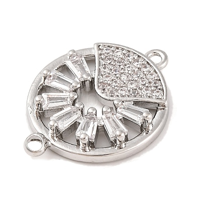 Brass Pave Clear Cubic Zirconia Connector Charms KK-S389-37P-1