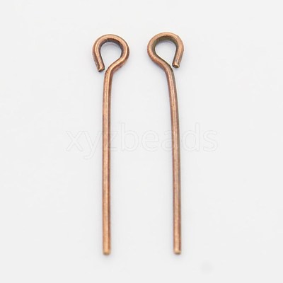 Red Copper Plated Brass Eye Pin Jewery Making Findings X-EPC2.0cm-R-1