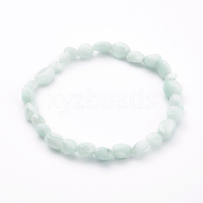 Natural Larimar Stretch Beaded Bracelets X-BJEW-JB05929-02-1