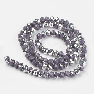 Electroplate Opaque Glass Beads Strands EGLA-A034-P6mm-M17-1