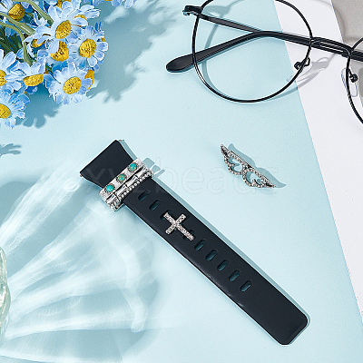 1Pc Cross Shape Zinc Alloy with Rhinestone Watch Band Studs FIND-AR0006-58-1
